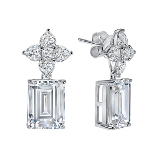 12.0 Ct tw. Emerald Cut Simulated Diamond Dangly Earrings