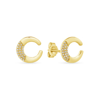 14K Solid Gold Horn Stud Earrings
