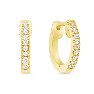 14K Solid Gold Diamond Huggie Earrings