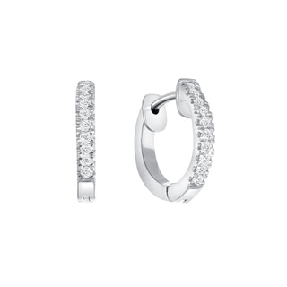 14K Solid Gold Diamond Huggie Earrings