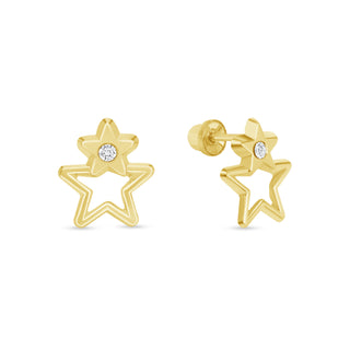 14K Solid Gold Star Ball Threaded Piercing