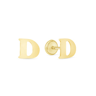 14K Gold Initial Letter Stud Earrings