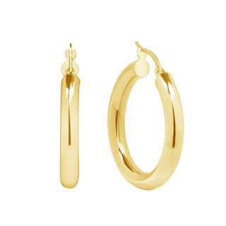 14K Solid Gold 4mm Thick Hoop Earrings