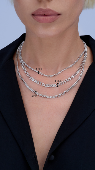 14K Gold Pave Diamond Miami Cuban Link Necklace in 3mm