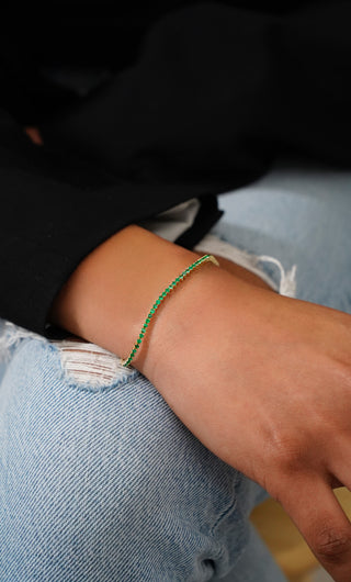 14K Solid Gold 1.8 ct. Emerald Tennis Bracelet