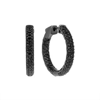 Pave Simulated Diamond Hoop Earrings in 14K Gold Vermeil