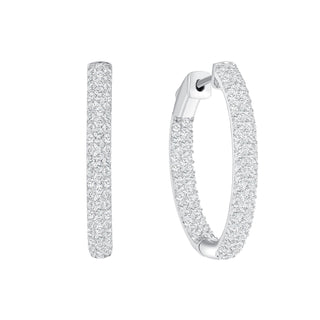 Pave Simulated Diamond Hoop Earrings in 14K Gold Vermeil