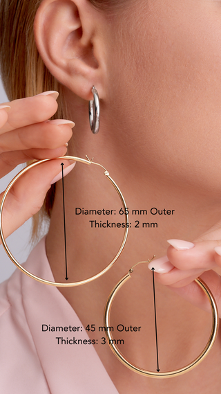 14K Solid Gold Classic Hoop Earrings