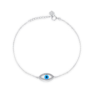 14K White Gold Greek Evil Eye Bracelet