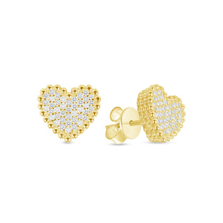 Pave Heart Earrings in 14K Gold Vermeil