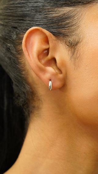 14K Solid Gold Chunky Huggie Earrings