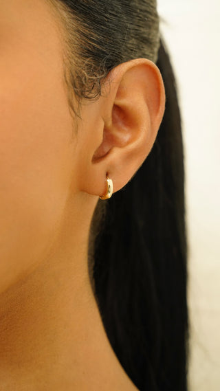 14K Solid Gold Chunky Huggie Earrings