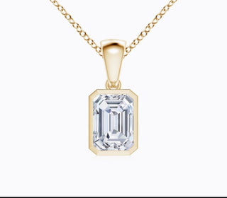 2 Ct Diamond Necklace in 14K Gold Bezel Setting