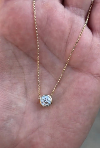 2 Ct Diamond Necklace in 14K Gold Bezel Setting