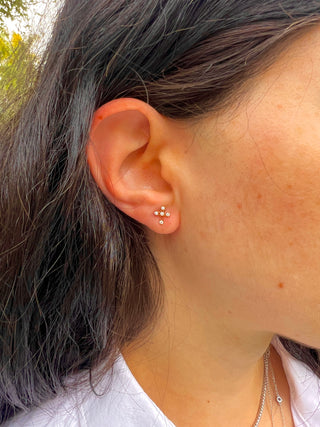 14K Solid Gold Cross Stud Earrings