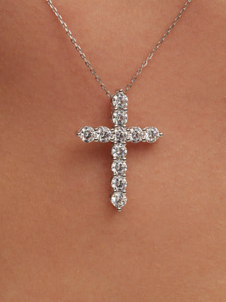 3.00 Ct Round Cut Lab Diamond Cross Necklace in 14K Gold