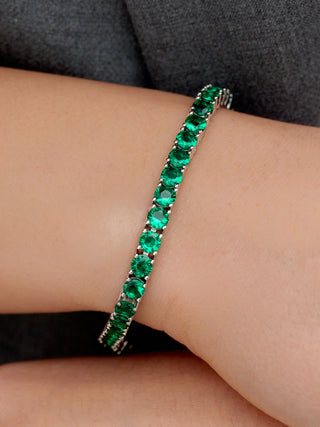 10 Ct Lab-Grown Emerald Gemstone Tennis Bracelet in 14K Gold Setting