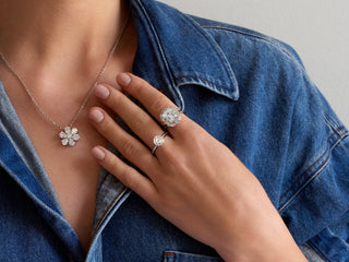 Flower Motif Pear Shape Lab Diamond Necklace