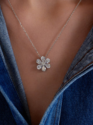 Pear Cut Simulated Diamond Flower Necklace