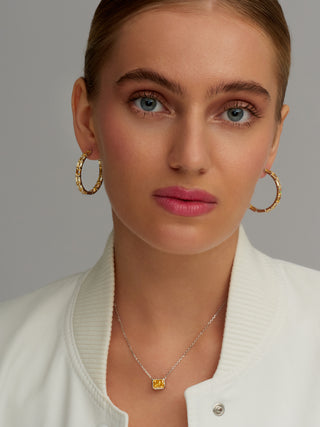 10.0 Ct Emerald Cut Yellow Gemstone Hoop Earrings