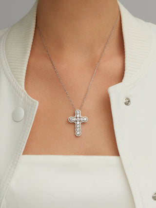 Round Cut Simulated Diamond Cross Necklace