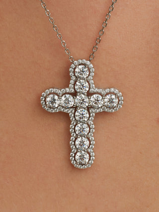 Round Cut Simulated Diamond Cross Necklace