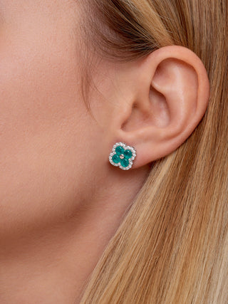 Clover Emerald Earrings in Gold Vermeil