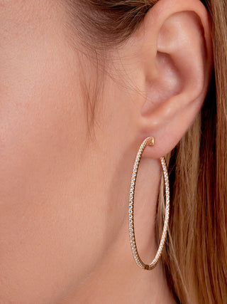 Thin Simulated Diamond Hoop Earrings
