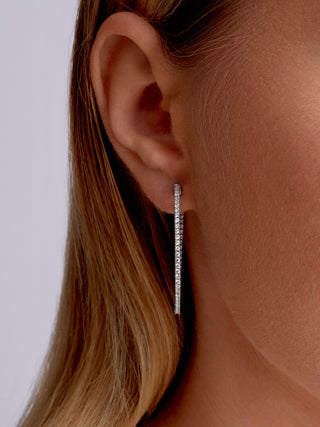 Thin Simulated Diamond Hoop Earrings