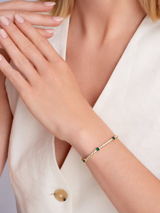 14K Gold Vermeil Tennis Bracelet with Simulated Emerald