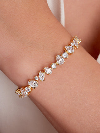 Multi Cut Simulated Diamond Bracelet in 14K Gold Vermeil