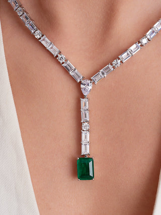 Lariat Simulated Diamond Fancy Necklace in 14K Gold Vermeil