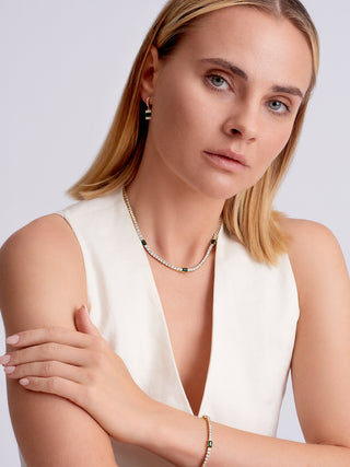 Simulated Emerald Tennis Necklace in 14K Gold Vermeil