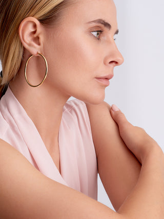 14K Solid Gold 3mm Thick Hoop Earrings