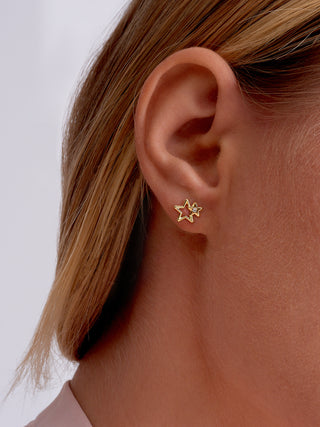 14K Solid Gold Star Ball Threaded Piercing