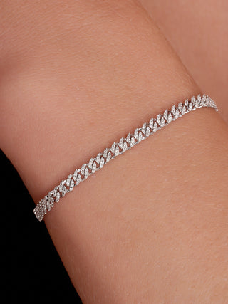 14K  Gold and Diamond  Cuban Bracelet