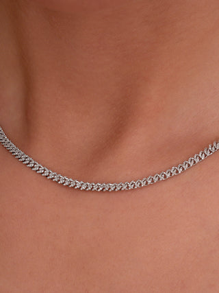 Diamond Miami Cuban 4 mm Thick Necklace in 14K Gold