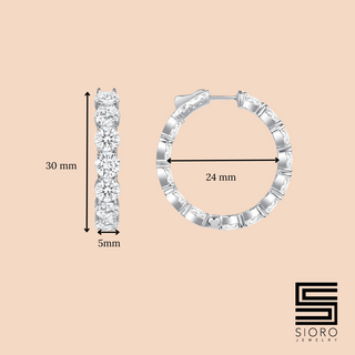 Round Brilliant Cut Simulated Diamond Hoop Earrings