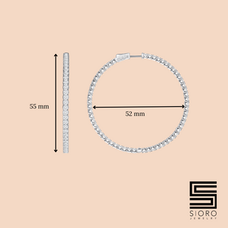 Thin Simulated Diamond Hoop Earrings