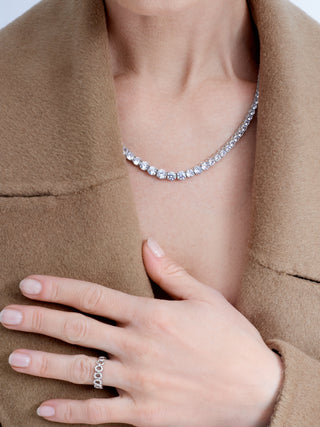 Graduated Tennis Necklace in White Rhodium