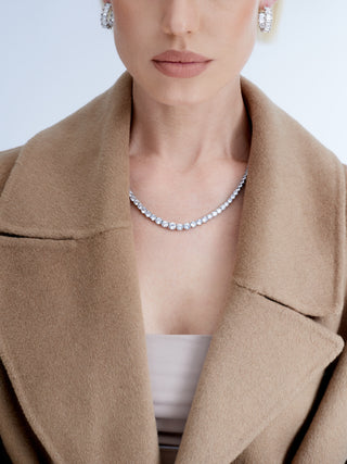 Graduated Tennis Necklace in White Rhodium