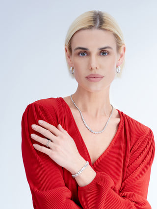 Graduated Tennis Necklace in White Rhodium