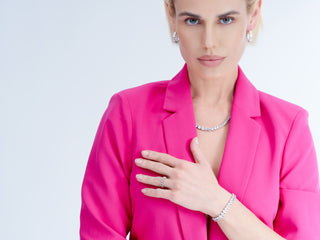 Graduated Tennis Necklace in White Rhodium