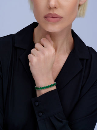 Simulated Emerald Oval Cut Tennis Bracelet in 14K Gold Vermeil