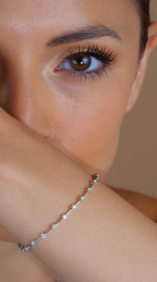 Natural Diamond White Gold Bracelet in 14K Gold