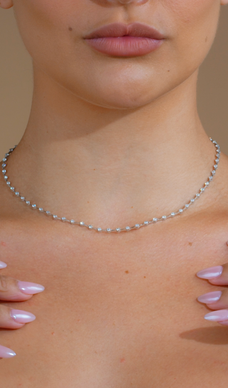 14K White Gold Diamond Bezel Set Necklace