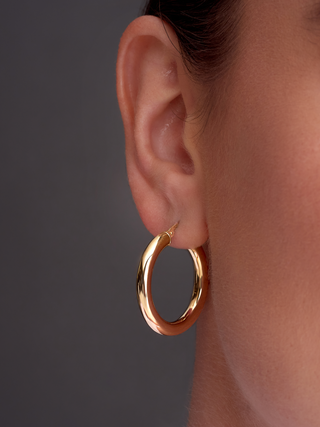 14K Solid Gold 4mm Thick Hoop Earrings