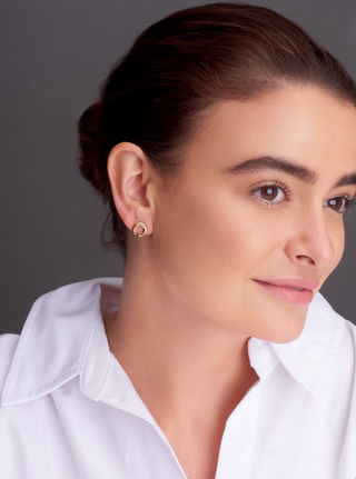 14K Solid Gold Horn Stud Earrings