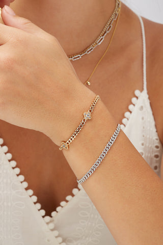 14K Gold and Natural  Diamond Cuban Bracelet