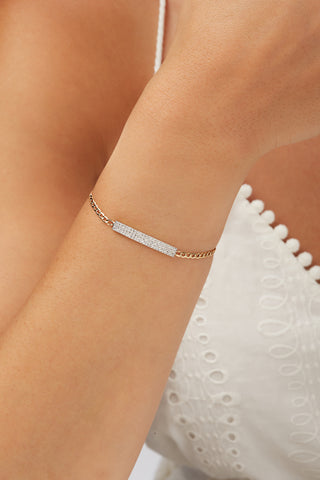 Diamond Pave Bar Curb Link Bracelet